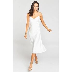 Show Me Your Mumu Verona Cowl Dress Ivory Luxe Satin M